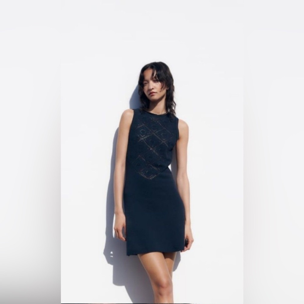 BN Zara Pointelle Knit Mini Dress S